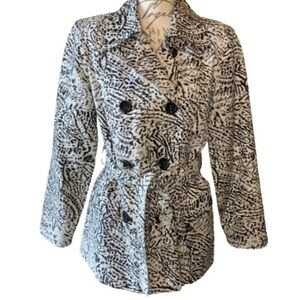 Tweeds brand silk blend short trench coat animal L